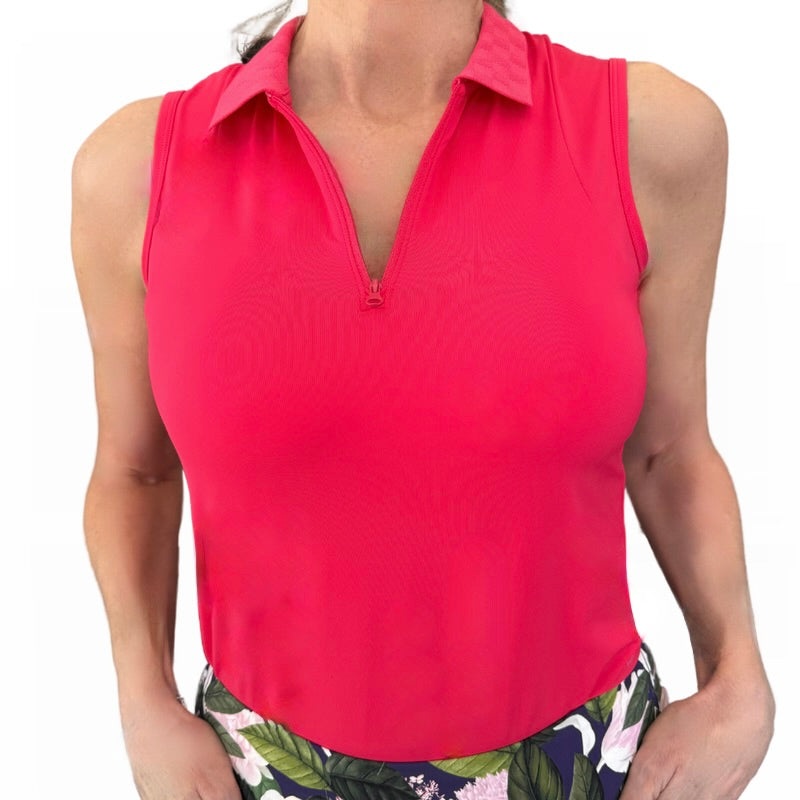 Foray Golf Zip S/L Polo – Coral