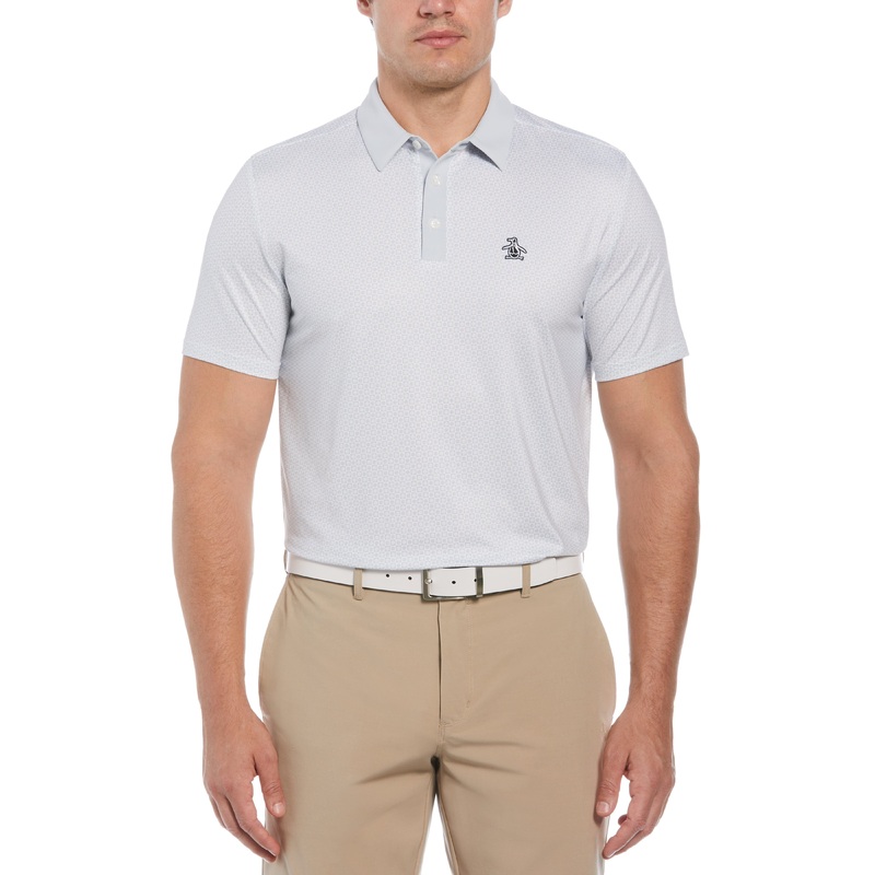 Men’s Retro Micro Floral Print Short Sleeve Golf Polo Shirt