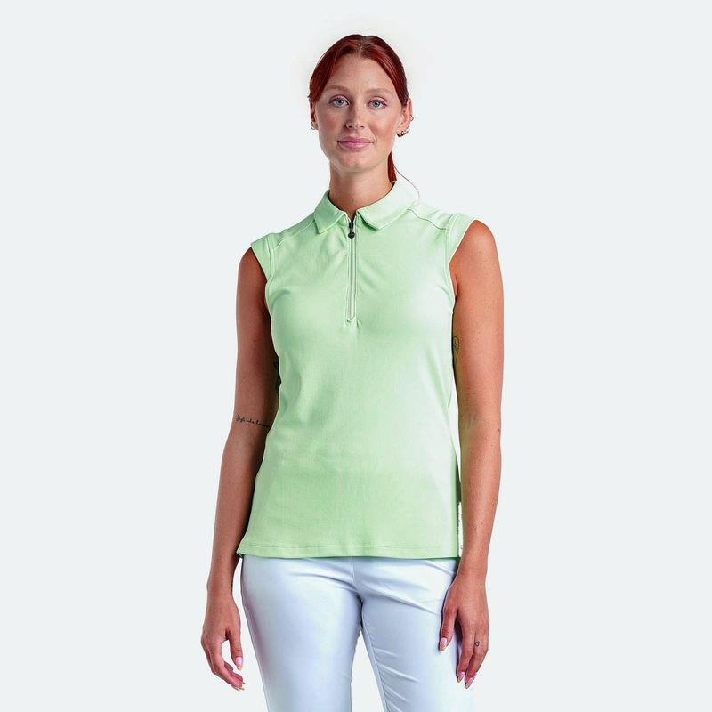 Nivo Ladies Sleeveless Piqu Polo with UPF 50+ in Fresh Mint – Small Only Left