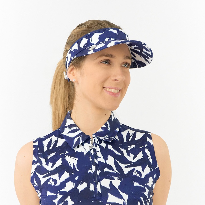 Pure Cable Adjusted Golf Visor in Botanical Navy Print