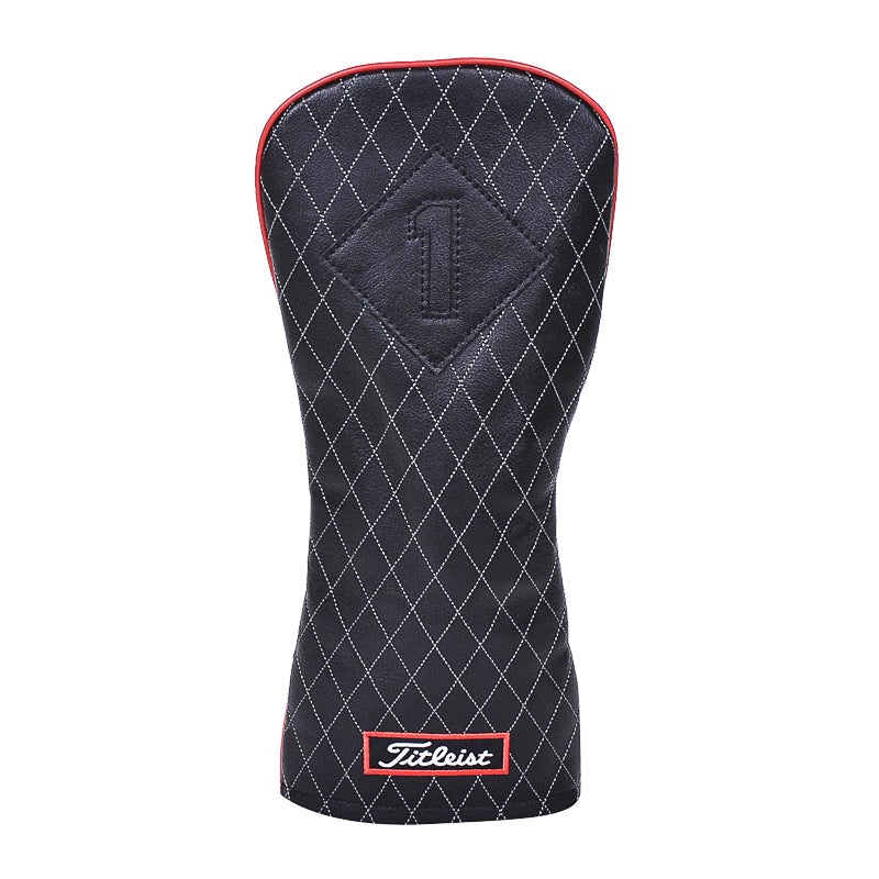 TITLEIST Jet Black Leather Driver Headcover (Black/Black/Red)