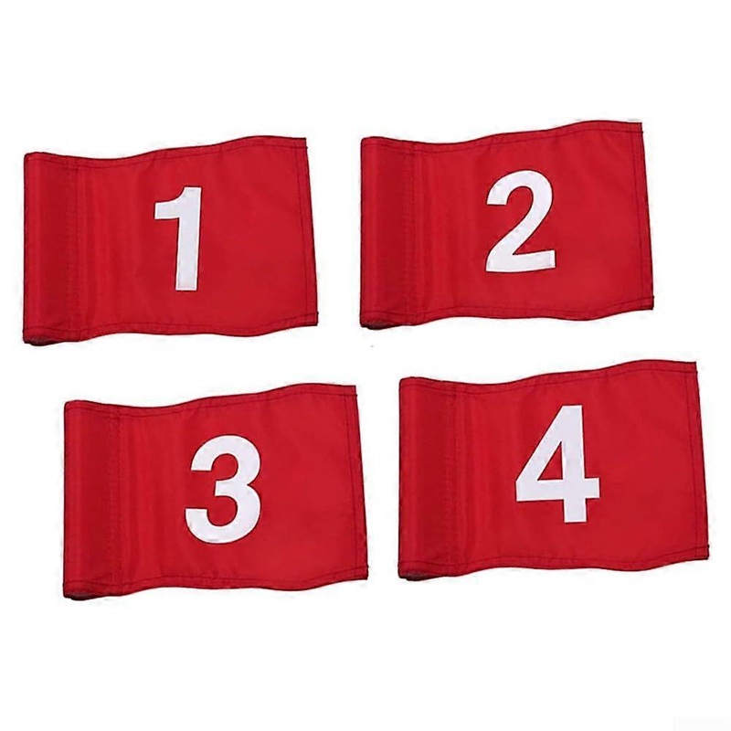4PCS 15x23cm Golf Flags, Nylon Green Golf Flag, Practice Golf Target Flag Training Numbered Golf Pin Flag for Yard Garden Backyard