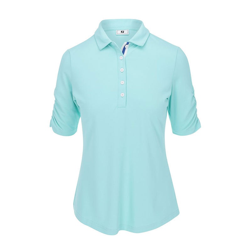 FOOTJOY Ruched Half Sleeve Womens Shirt (Aqua)