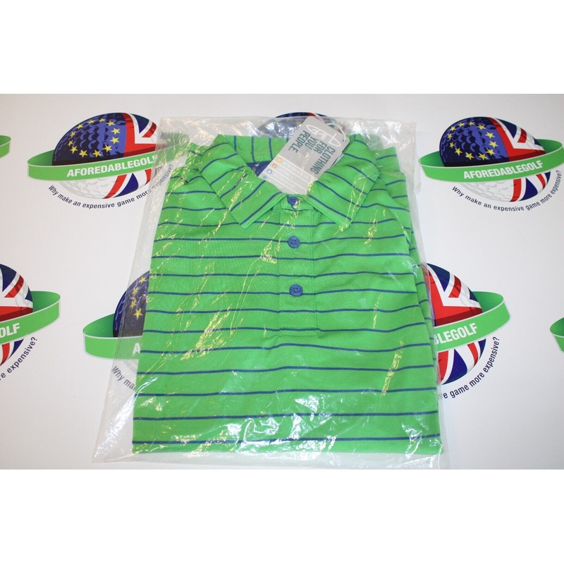 Garbinc Dylan Junior Boys Polo Shirt Green/Blue Stripe Size Medium Ages 7-8
