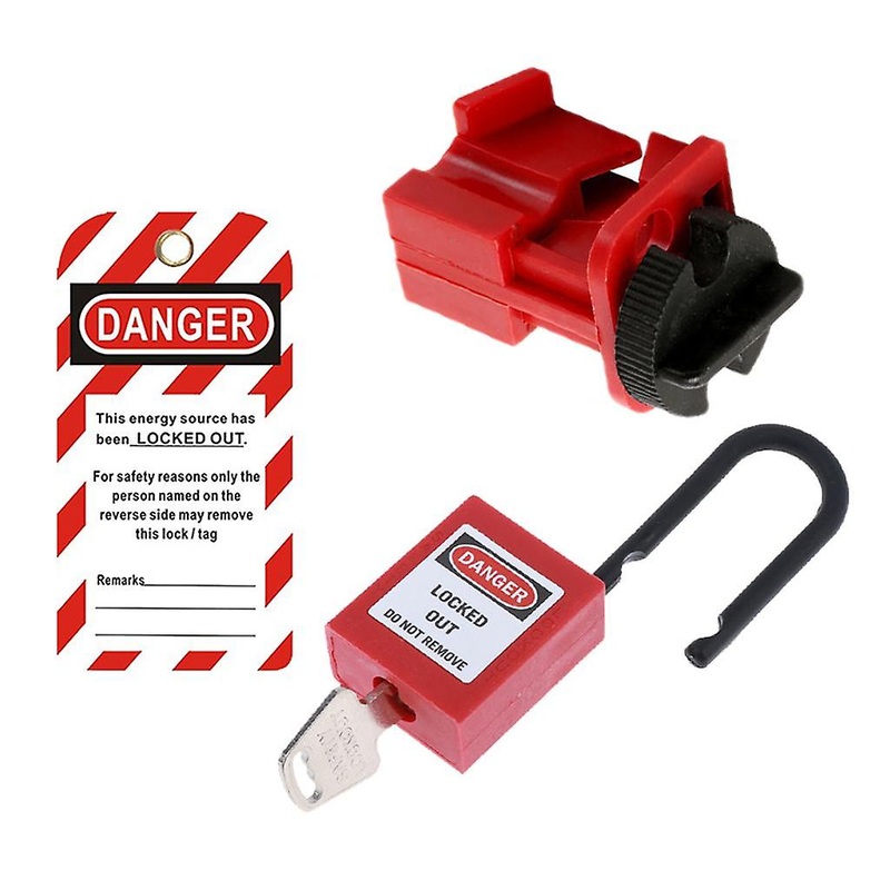 Industrial Circuit Breaker Lockout 3Pcs Set Electrical Safety Device Set Red