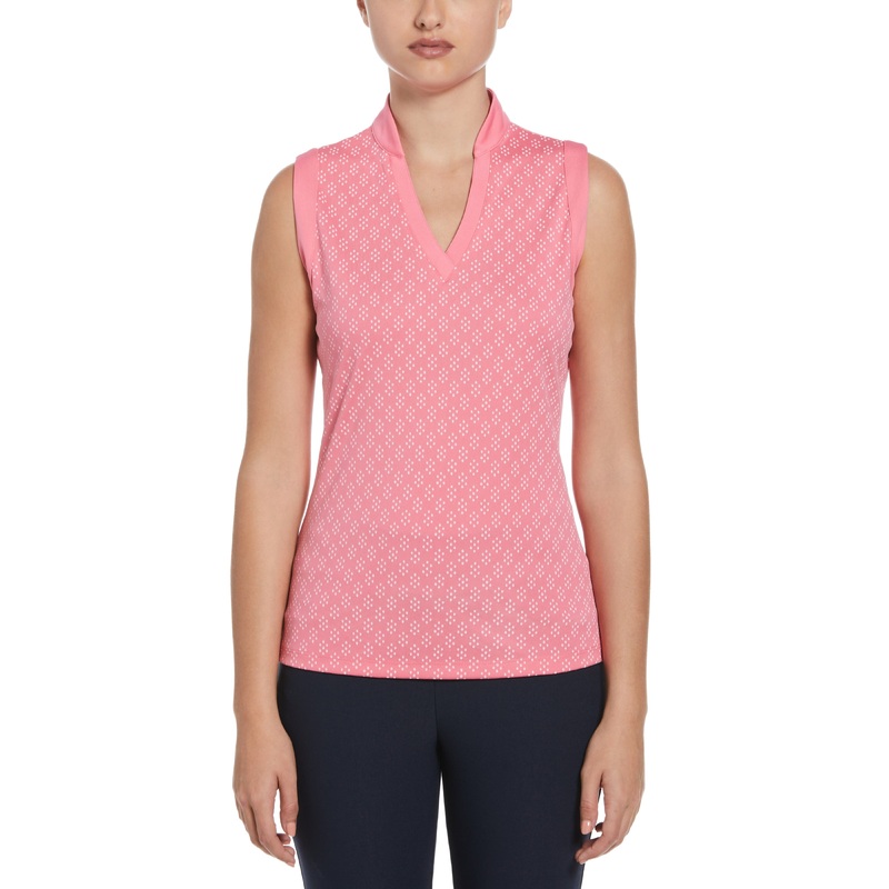 Women’s Geo Print Golf Shirt with Mandarin Collar