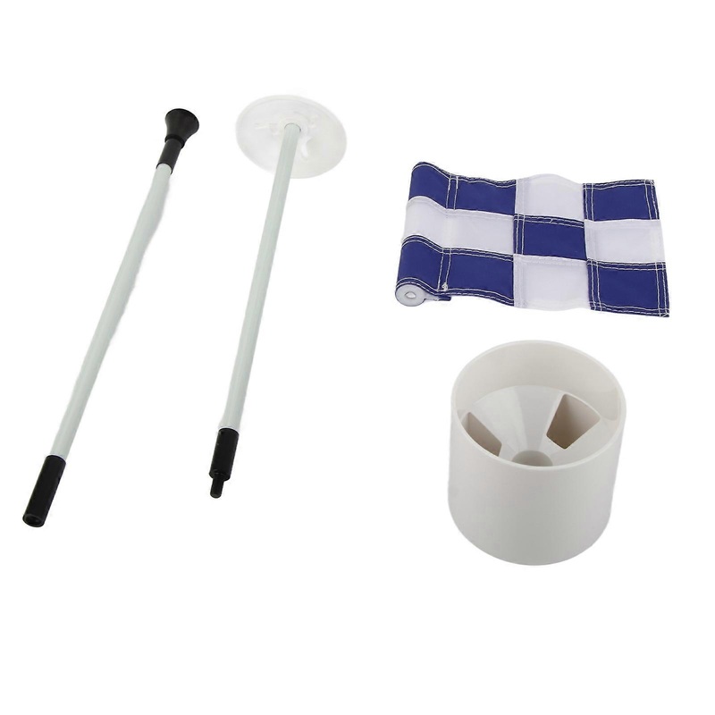 3-Foot Portable Golf Flag Pole with Cup Set, 2-Section Design for Indoor/Outdoor Use in Blue & White Grid