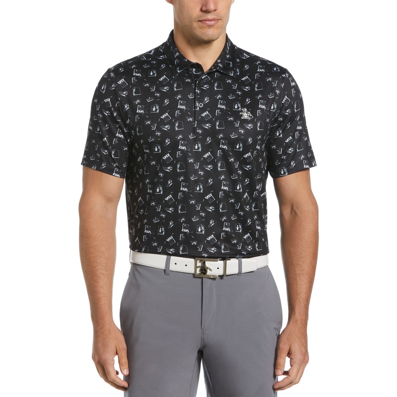 Men’s Retro Arcade Print Polo|Dark Navy|Corsair|Black|Shadow Lime|White|S|M|L|XL|XXL