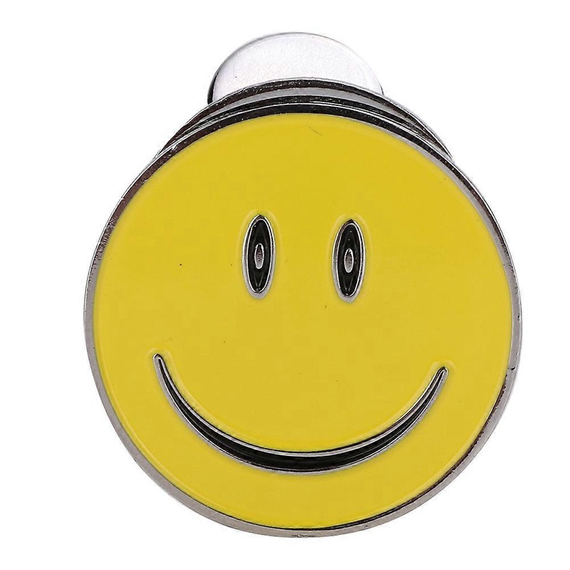 Metal Magnetic Golf Cap Hat Visor Clip Ball Marker Accessory (Yellow Smiling Face)