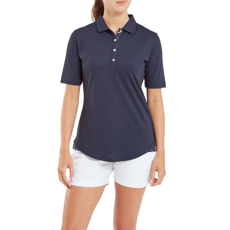 FootJoy Ladies Navy Half Sleeve Pique Polo