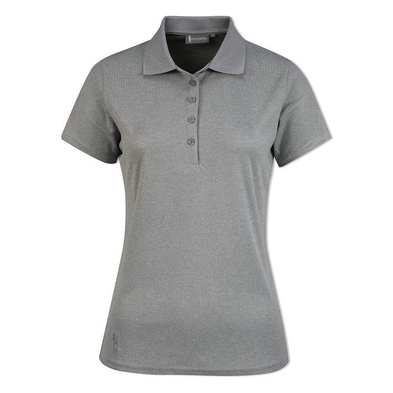 Glenmuir Ladies Short Sleeve Pique Polo with Stretch & UPF50+ in Light Grey Marl