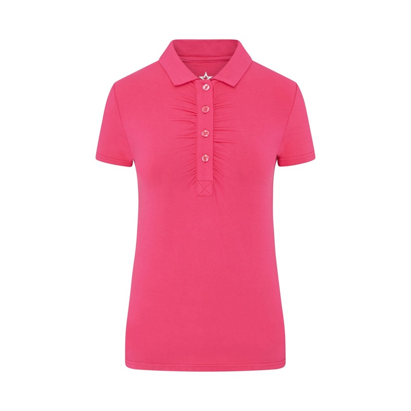 Swing Out Sister Ladies Ultra-Soft Stretch Short Sleeve Polo in Lush Pink