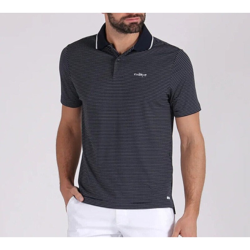Cherv Asperula Men’s Polo – Navy Stripe