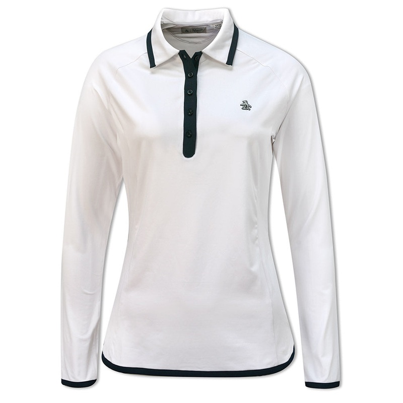 Original Penguin Ladies Long Sleeve Golf Polo with Contrast Trim – Medium Only Left