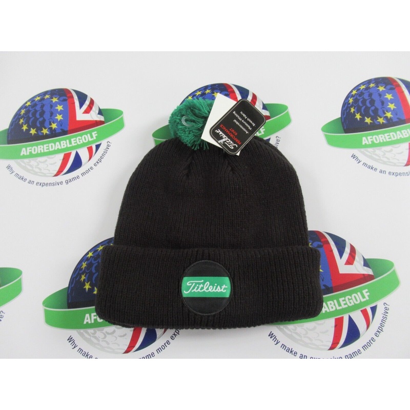 Titleist Limited Edition Boardwalk Pom Pom Shamrock Black Green Beanie Hat