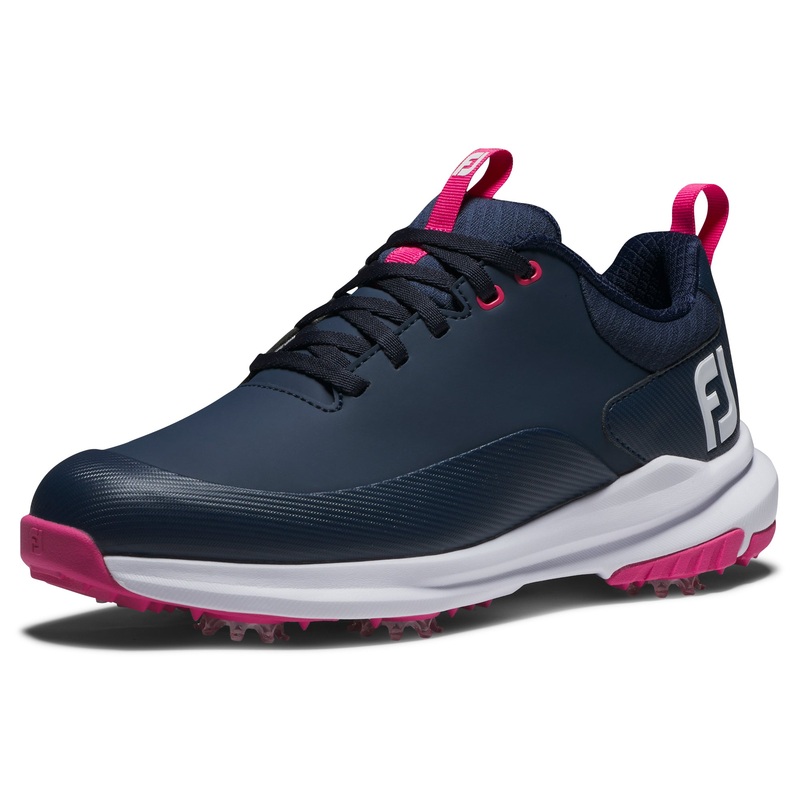 FootJoy Ladies Waterproof Tour Rival Golf Shoe in Navy & Pink with SoftSpikes