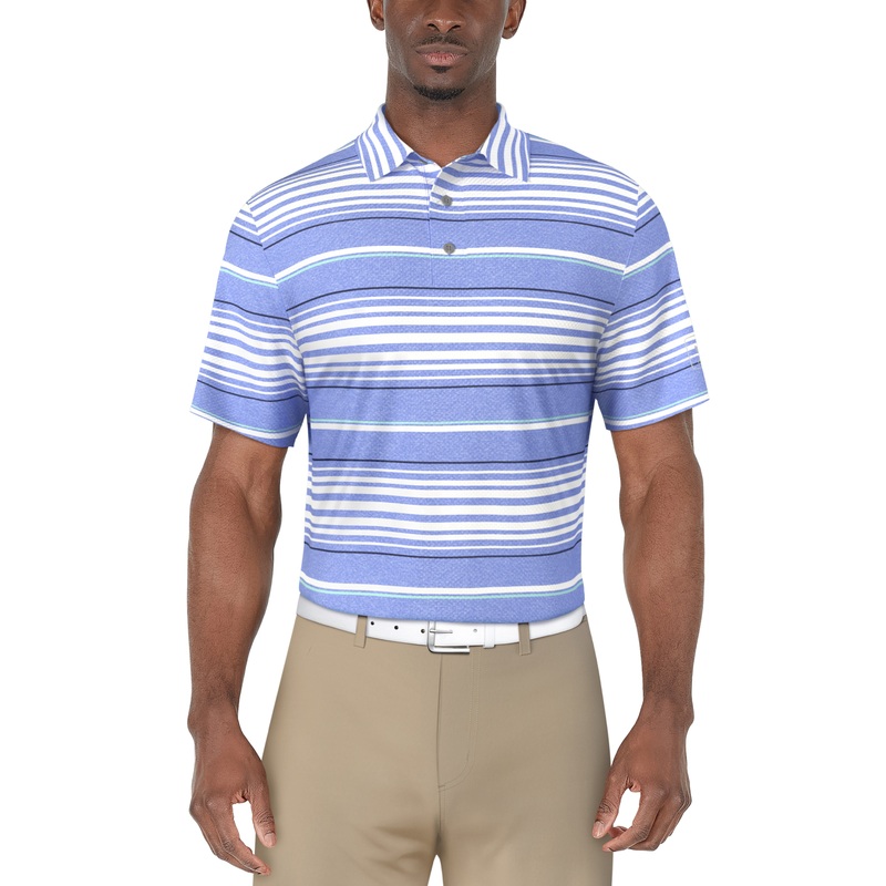 Men’s All-Over Stripe Print Golf Polo