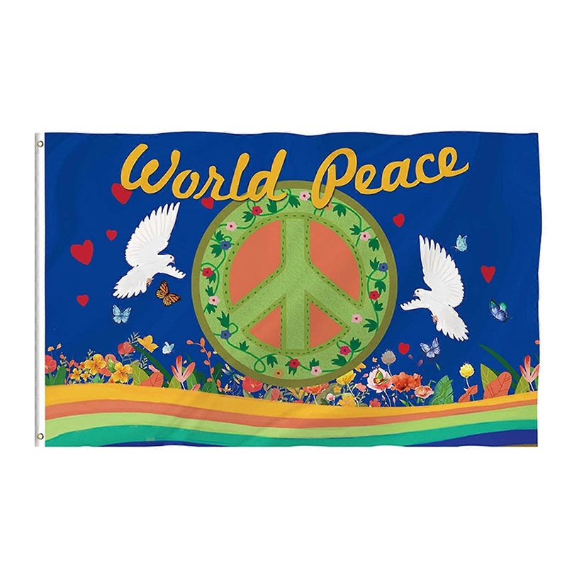 Peace Flag 150 x 90 cm, Peace Flag, Garden Flag, Durable, Peace Dove Flag, Polyester, Peace Dove Flag for Indoor Outdoor Decoration