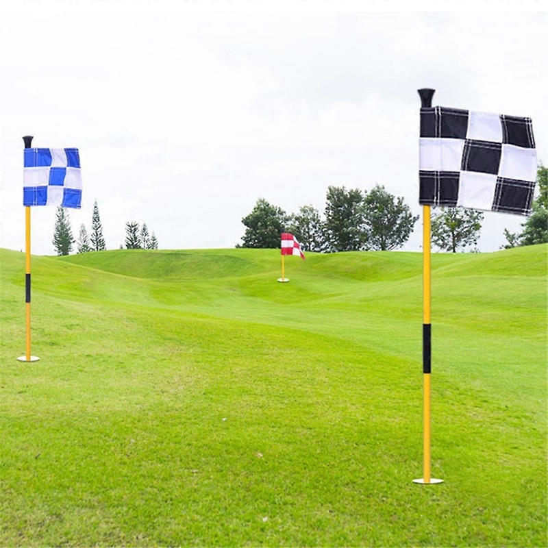 Red and white Golf green flag, colorful two-section checkered