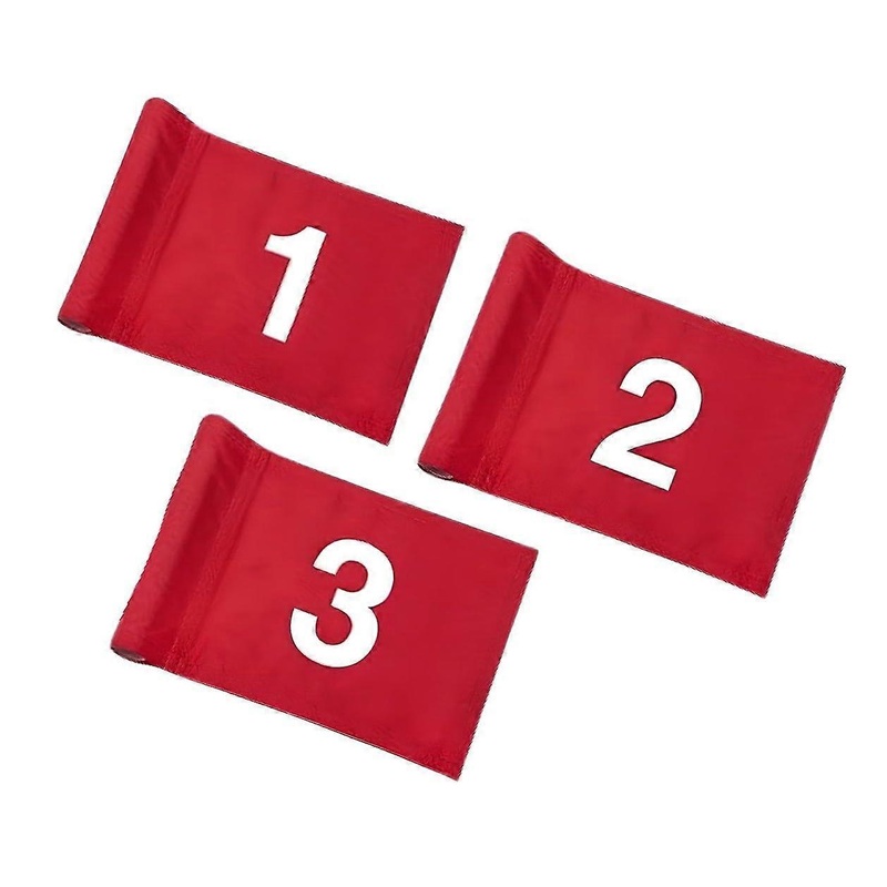 Set of 3 Double Sided 8×6 Inches Numbered Golf Polyester Flag – Mini Practice Putting Green Flags