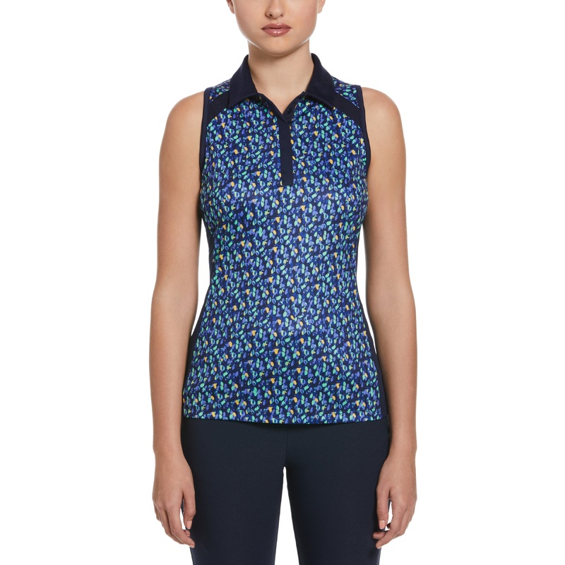 Women’s Dab Printed Golf Polo with Solid Self Collar and Side Panels