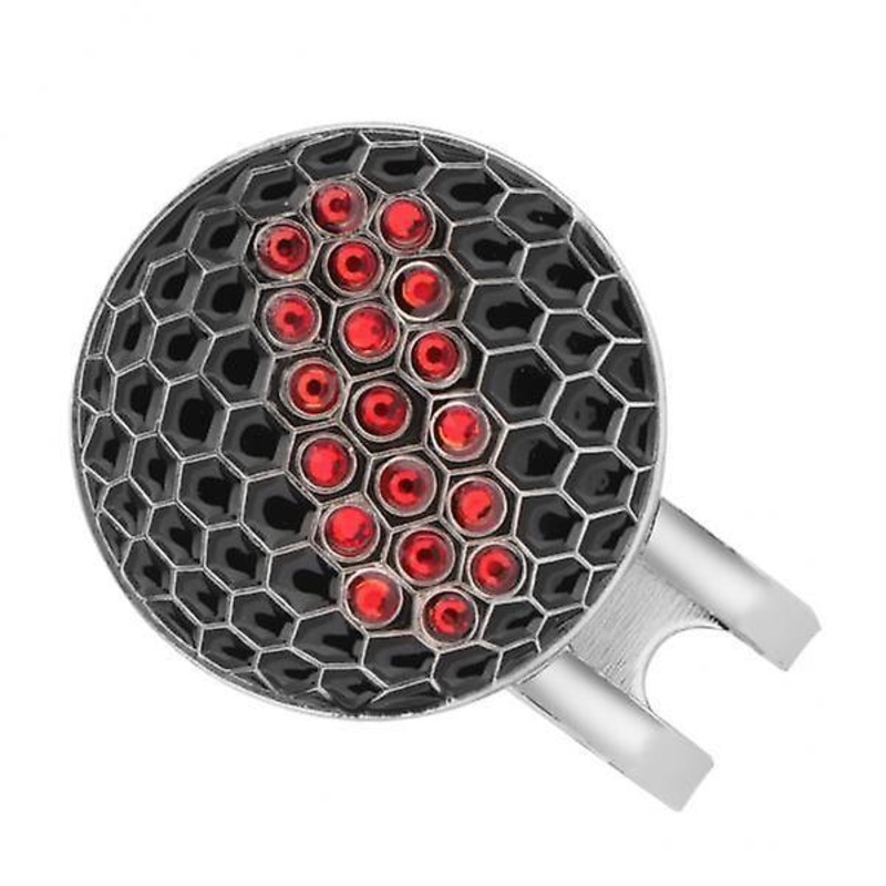 4xGolf Ball Marker Crystal Drill Cap Clip Marker for Golf Cap Visor Red