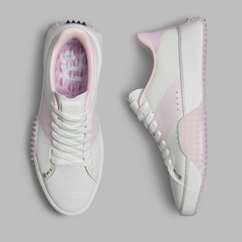 G/FORE Saddle Stripe Kiltie Golf Shoe – Snow/Blush