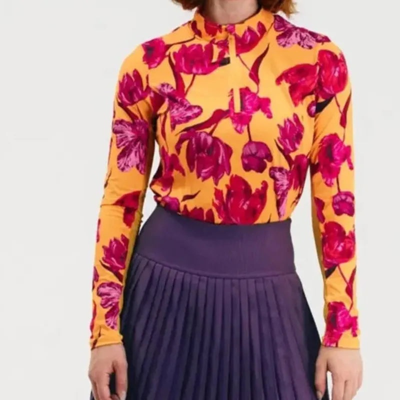 Foray Golf Floral Sun Shirt – Orange/Pink