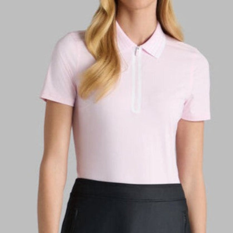 G/FORE Silky Tech Zip S/S Polo – Blush