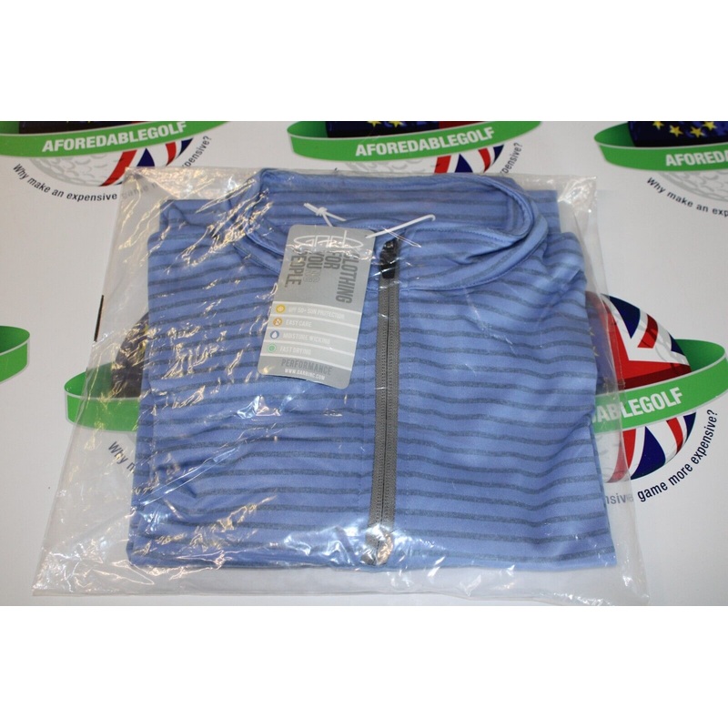 Garbinc Palmer Junior Boys 1/2 Zip Pullover Blue/Grey Stripe Large Ages 9-10