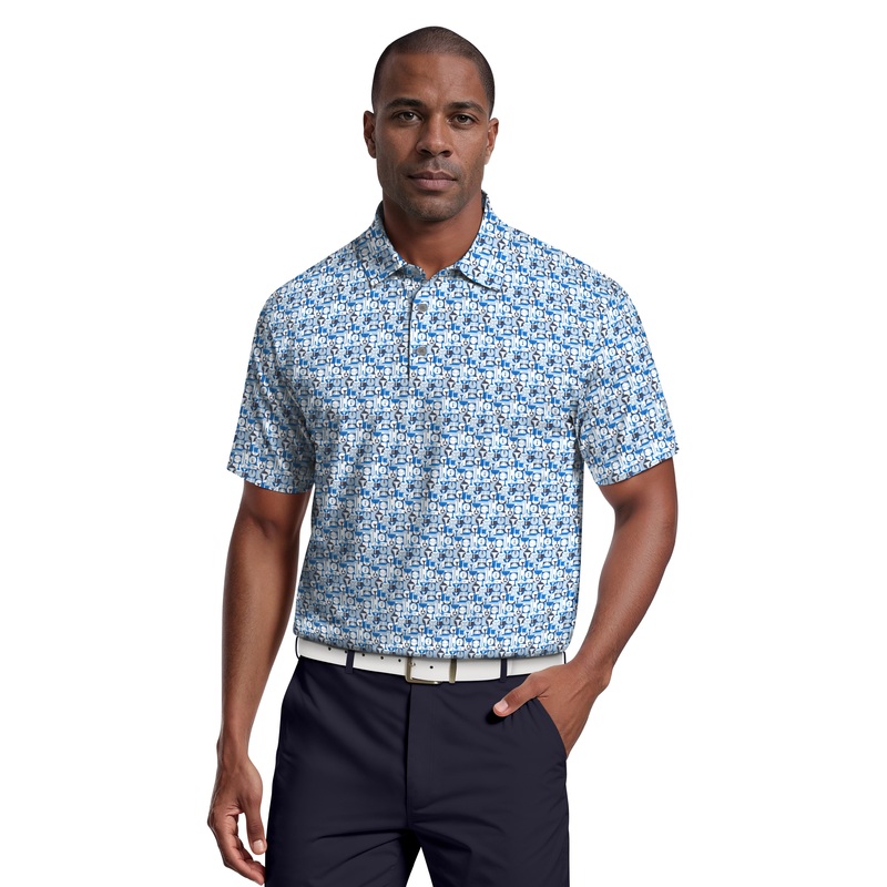 Men’s All-Over Novelty Geo Print Golf Polo