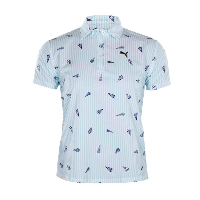 PUMA Flag Print Seersucker Women’s Polo (Tropical Aqua)