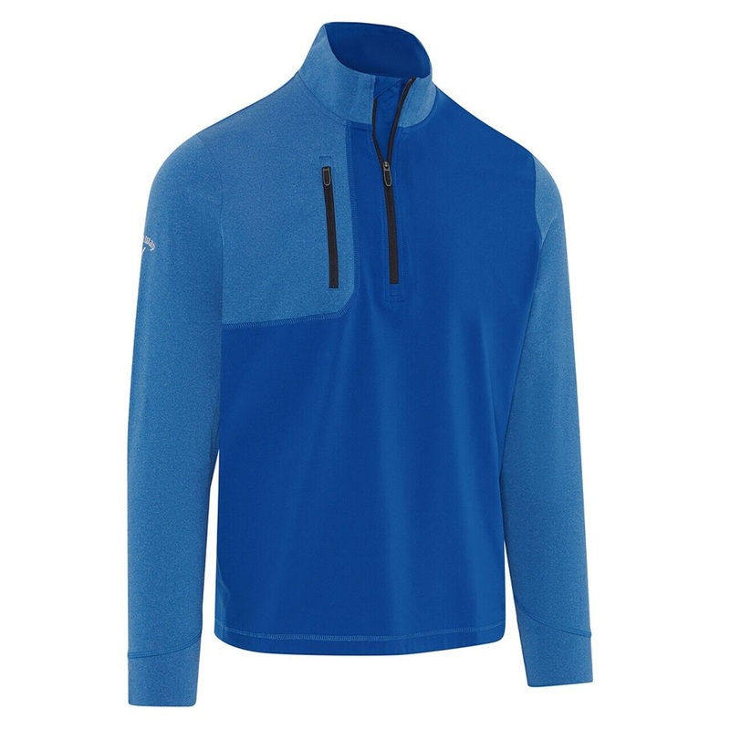 Callaway Aquapel Mixed Media 1/2 Zip Pullover Lapis Blue Heather UK Size Medium