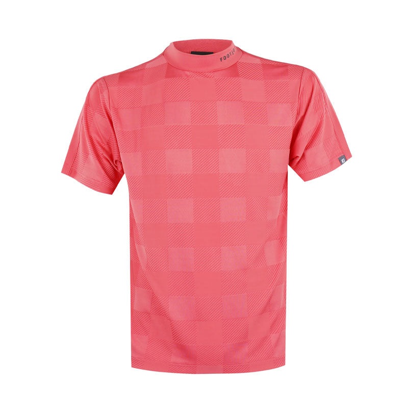 FOOTJOY Checkered Jacquard Men’s Mock Shirt (Red)