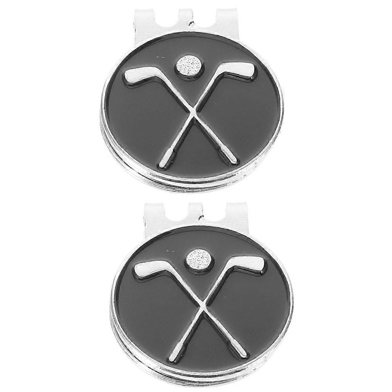 Golf Markers Hat Clip For Golf Games And Outdoor Sports Black Portable Ball Marker 2Pcs