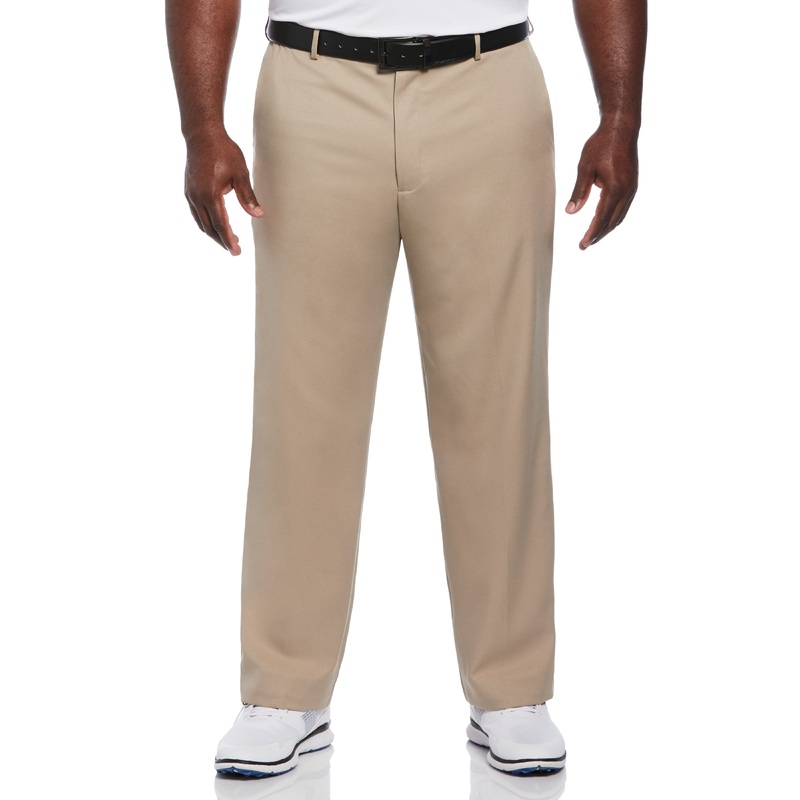 Big & Tall Flat Front Expandable Waistband Pant – Beige