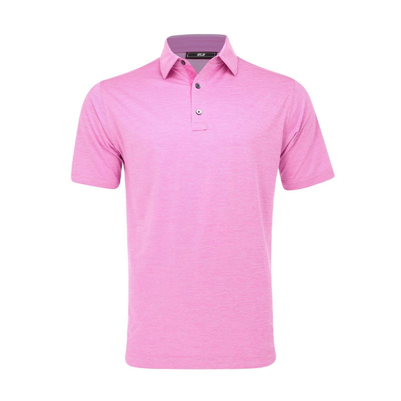 FOOTJOY Heather Stripe Lisle Mens Polo (Pink)