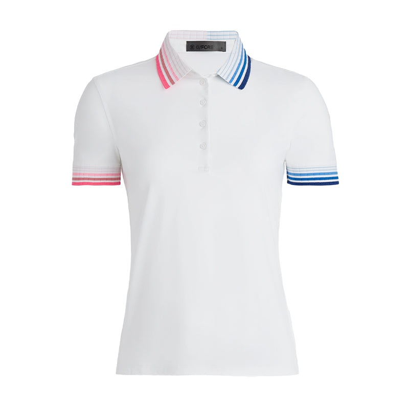 GFORE Pleated Contrast Collar Silky Tech Nylon Women’s Polo (Snow)
