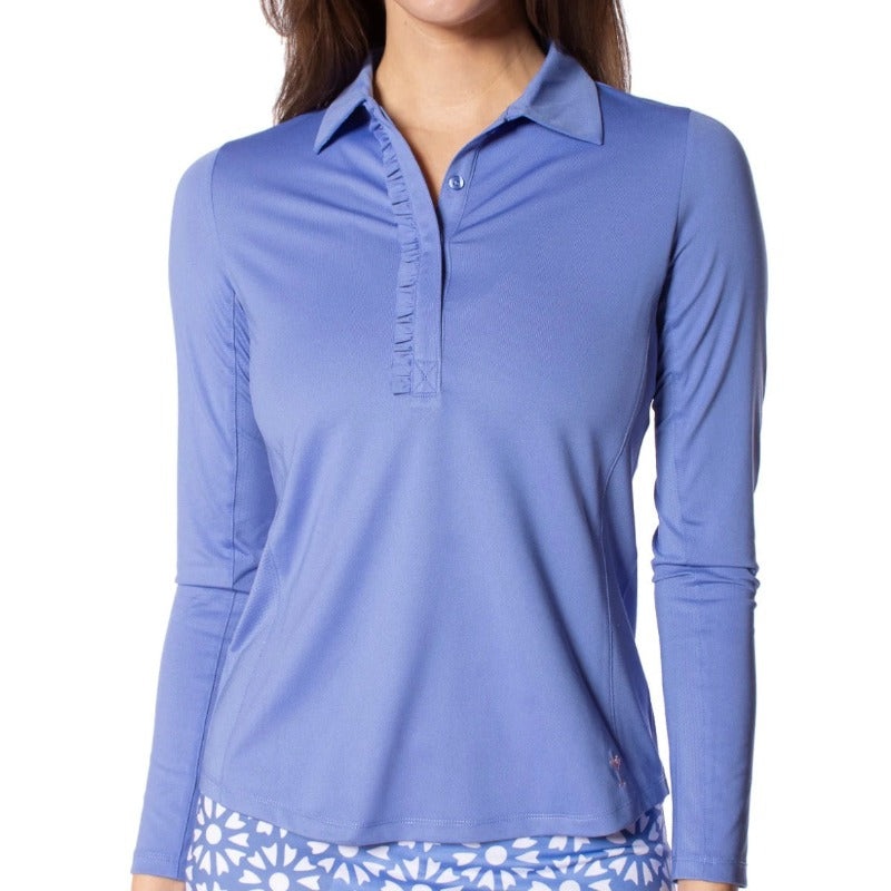 Golftini L/S Ruffle Polo – Periwinkle