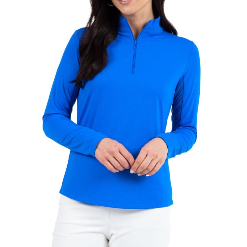 IBKUL Solid L/S Mock Neck Top – Royal Blue