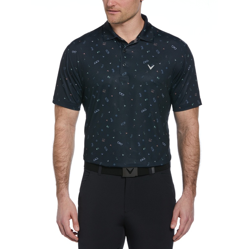 Men’s All Over Golf Bag Essenials Print Polo Shirt
