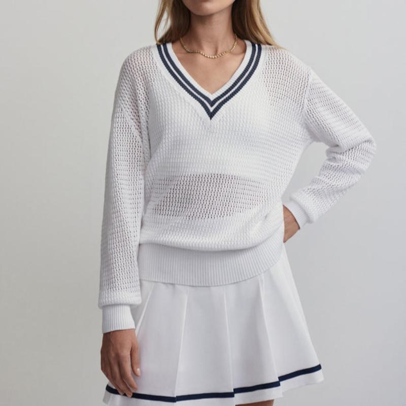 Varley Hadley Sweater – White/Blue Nights