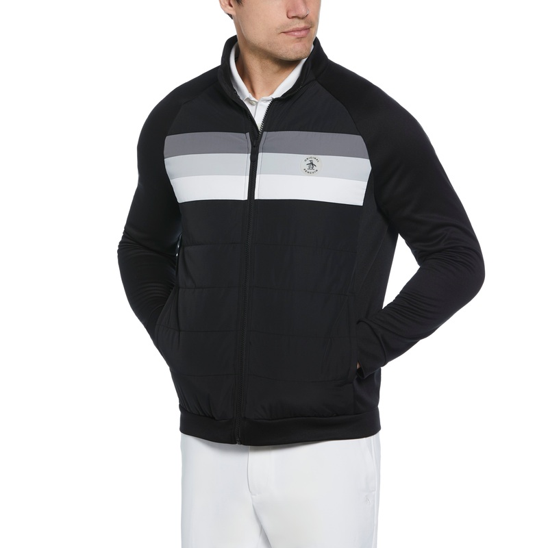 Men’s Retro Color Block Mixed Media Insulated Full Zip Jacket