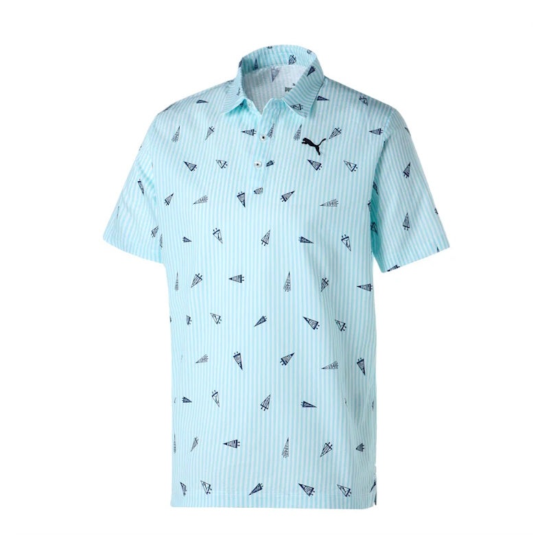 PUMA Flag Printed Seersucker Men’s Polo (Tropical Aqua)