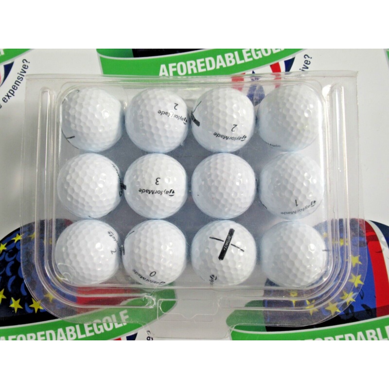 12 Taylormade Distance Plus White Golf Balls Pearl/Pearl 1 Grade