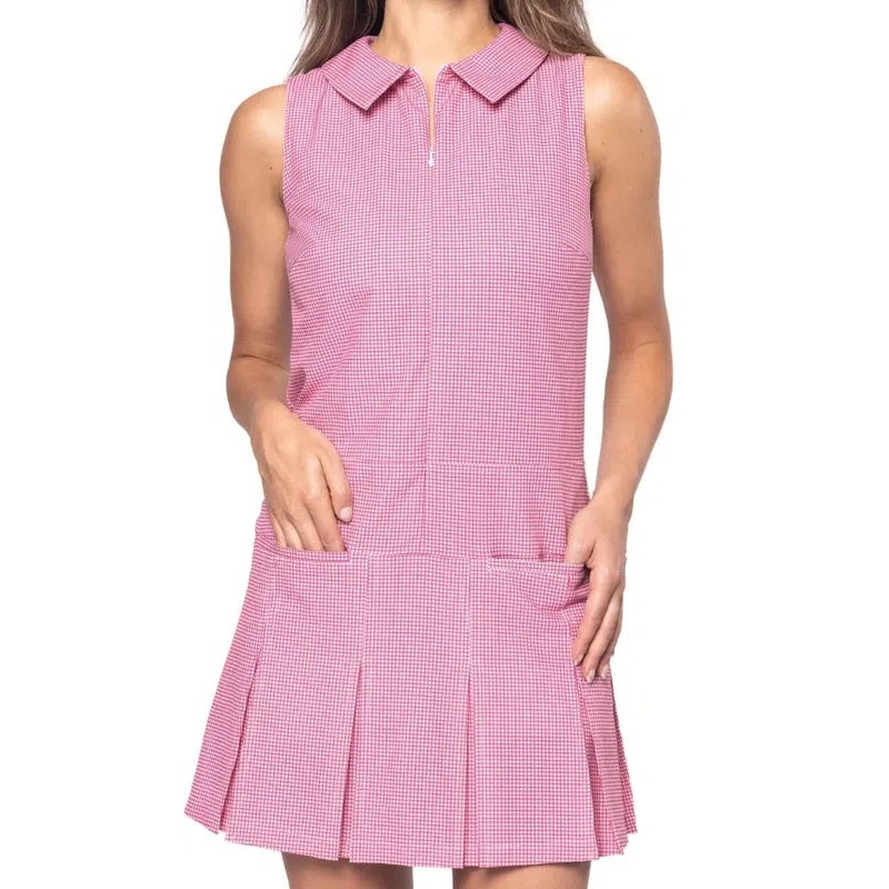 Golftini Timeless Pleated Dress – Pink Plaid