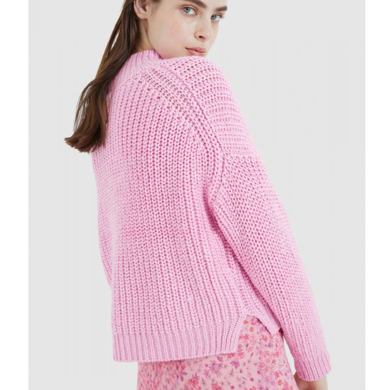 Marc Aurel Rib Mock Sweater – Pink