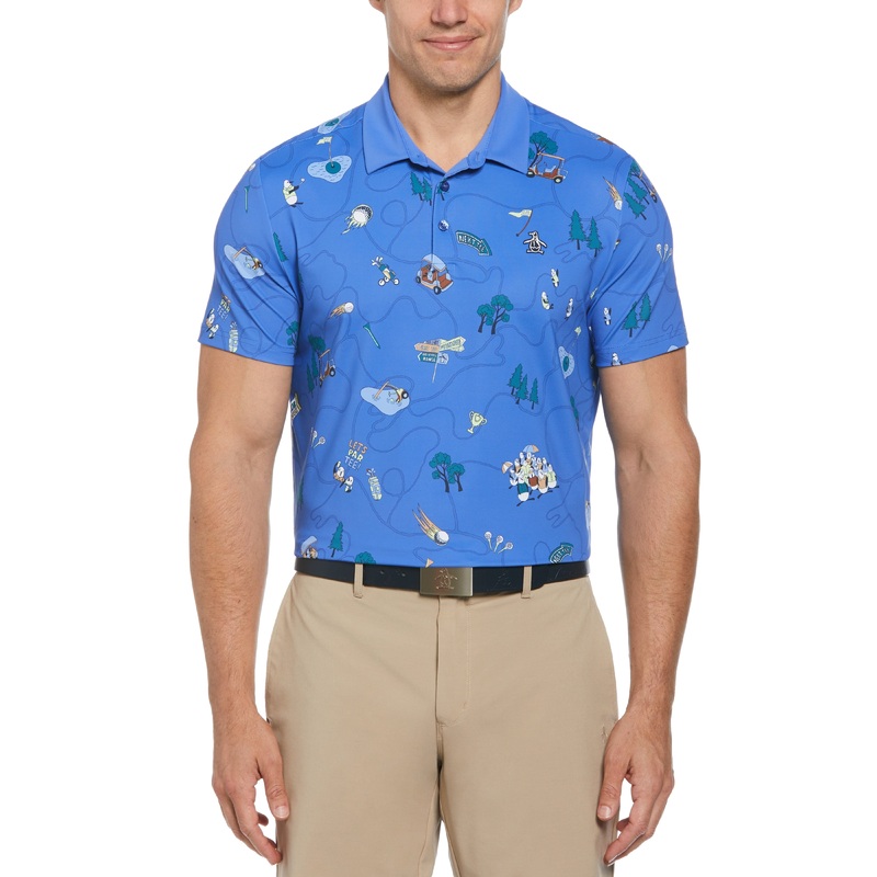 Men’s Petes Game Print Polo|Amparo Blue|XS|S|M|L|XL|XXL