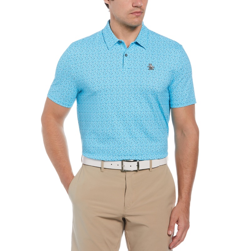 Men’s Golf Ball Print Short Sleeve Golf Polo Shirt