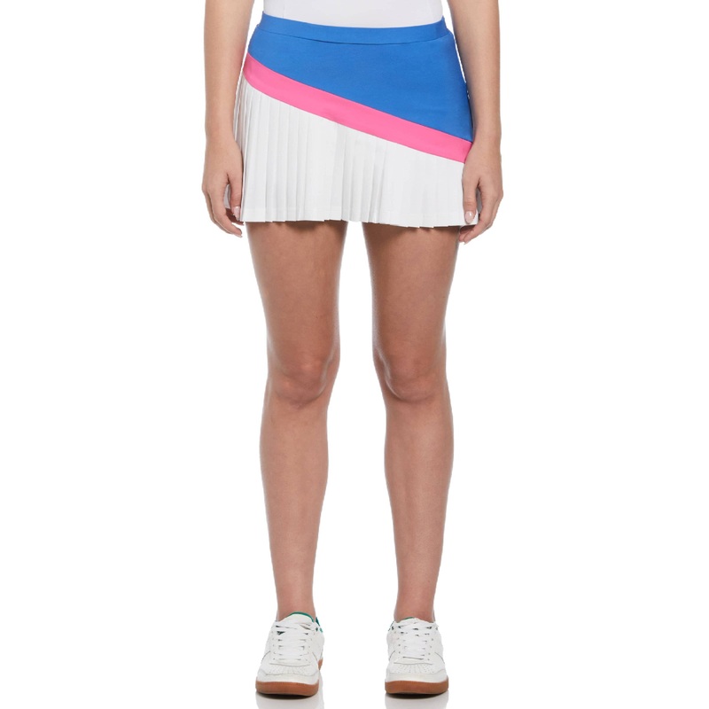Women’s Asymmetrical Color Block Pleated Tennis Skort
